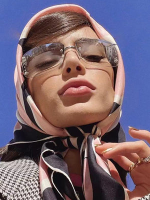 Lunettes de soleil sans monture personnalisées incrustées de strass