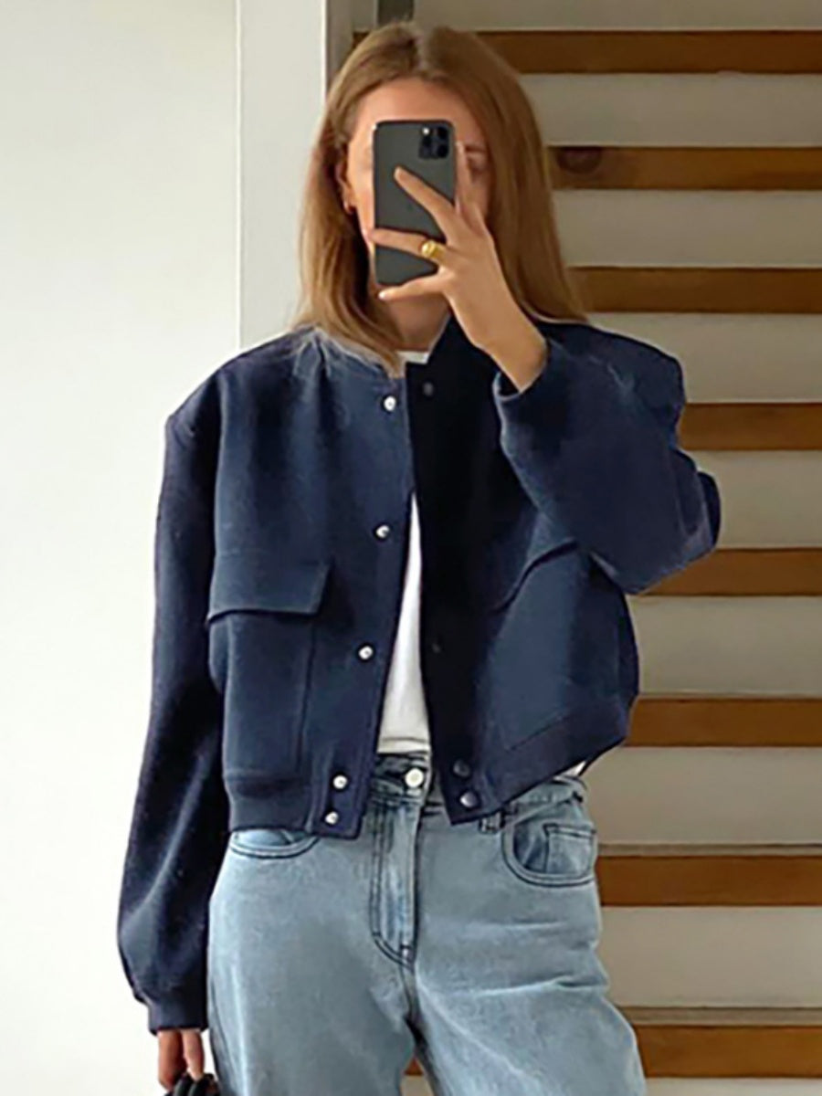 Liber Autumn Women's Baseball uniform Solid Color Jackets