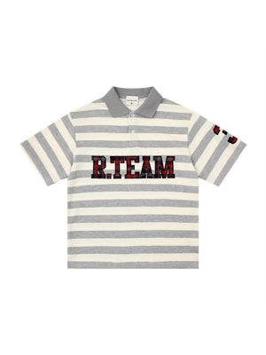 Color-blocked Stripes Ins Letter Embroidery POLO