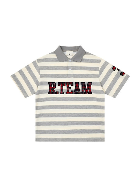 Color-blocked Stripes Ins Letter Embroidery POLO