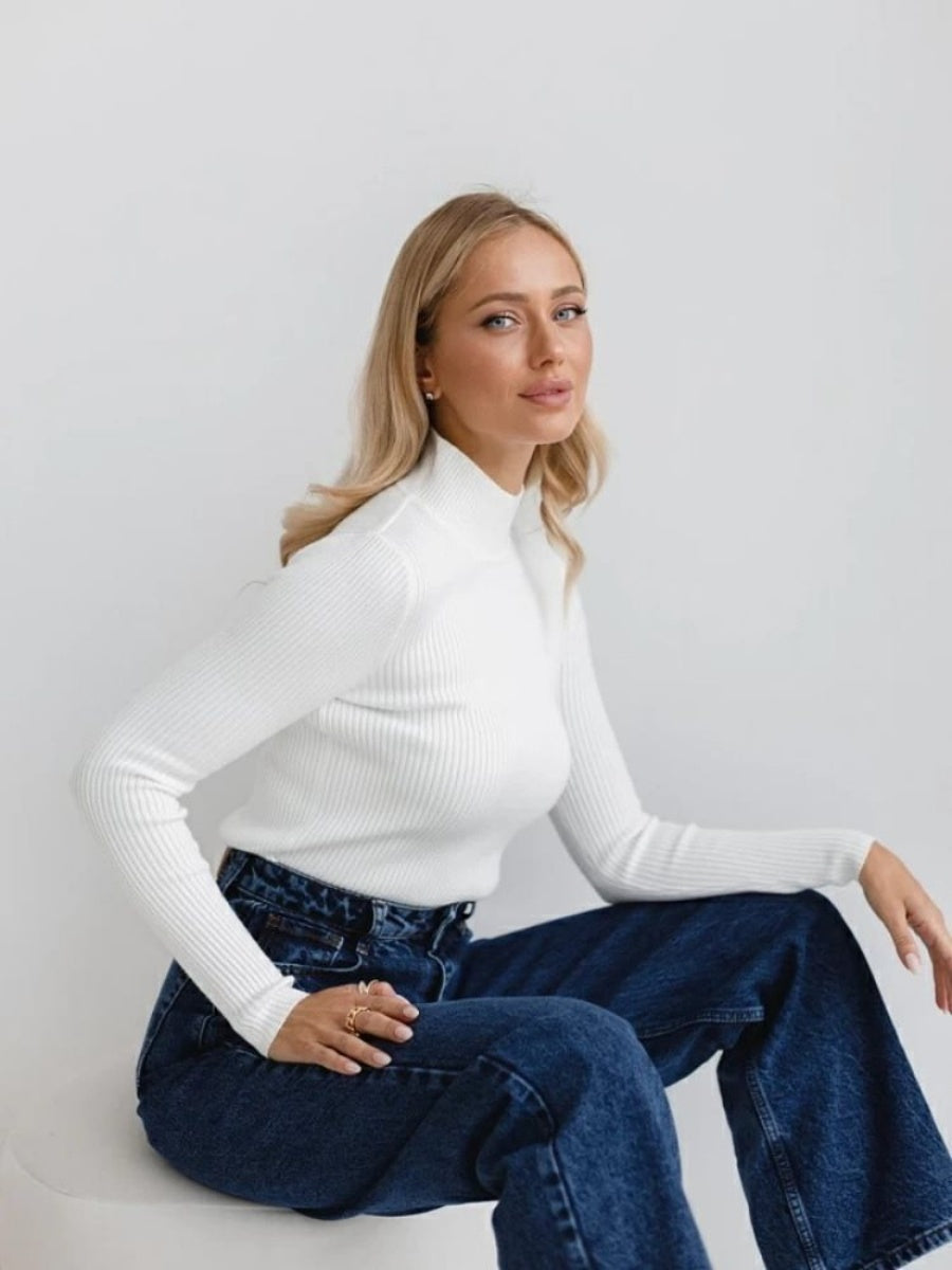 Half Turtleneck Solid Color Tights Versatile Sweaters