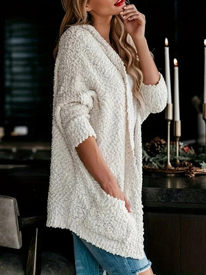 Solid Color Pocket Mid-length Cardigans