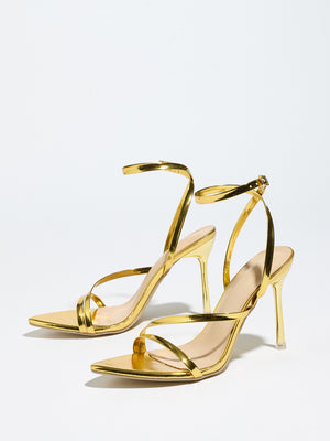 Sexy Gold Strappy High-heeled Sandals