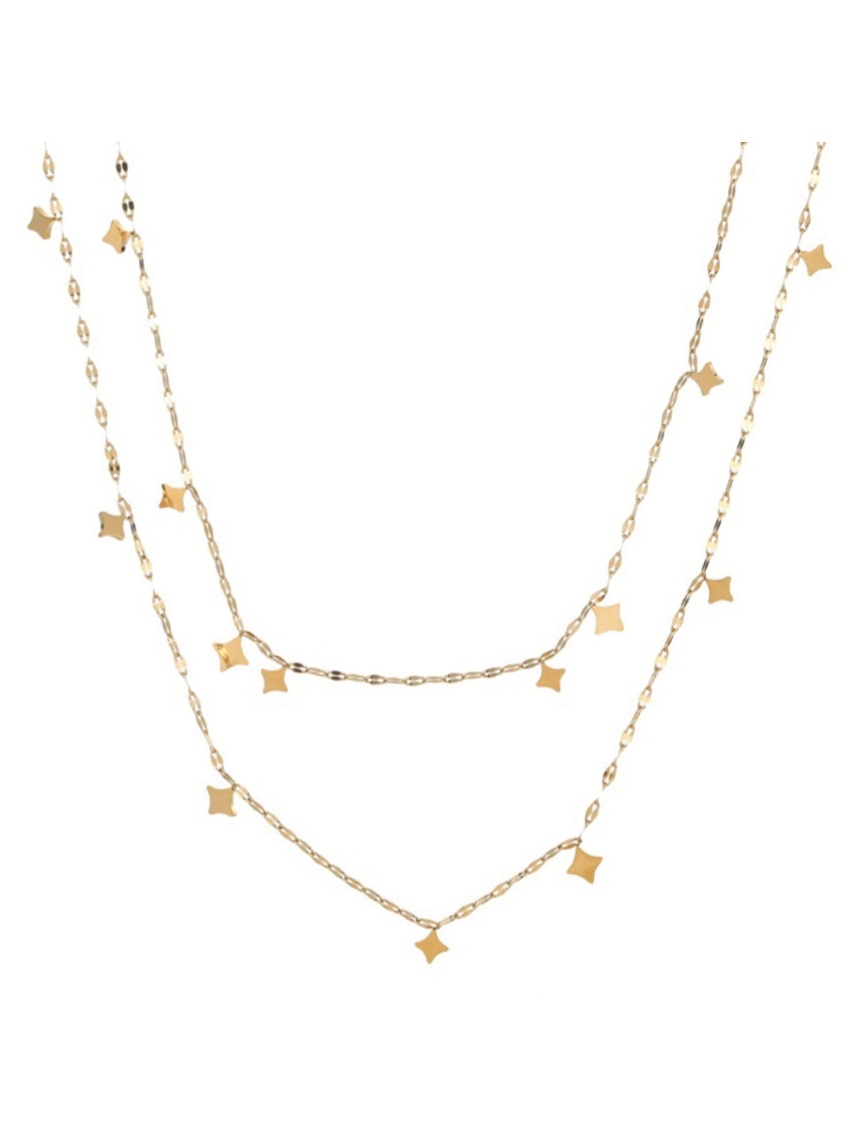 Double Geometric Pendant Chain Necklace