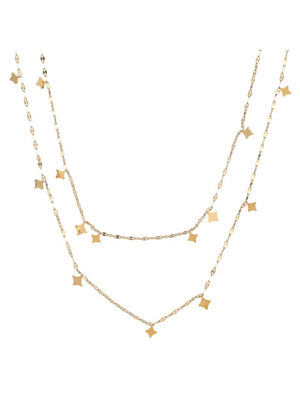 Double Geometric Pendant Chain Necklace