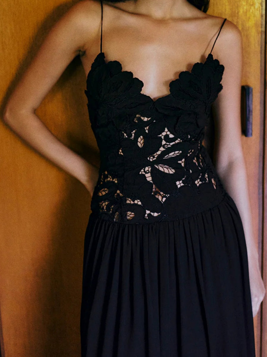 Maxikleider mit Spitzeneinsatz an der Taille für Partys