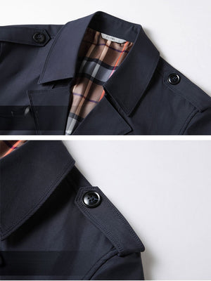 Business Mid-Length Notch-Lapel Single-Breasted Trench Coat