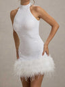Liber Winter Women's Sequins Solid Color Feather stitching Mini&Short Dresses