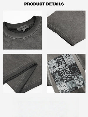 Liber Summer Neutral Printed Graffiti T-shirts