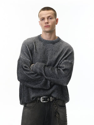 Cleanfit Two-color Loose All-match Crew Neck Sweater