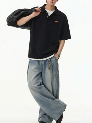 Vertical Strip Loose-fit Polo Shirt