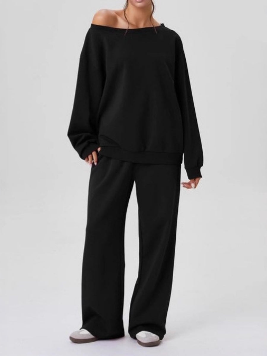 Asymmetrical Shoulder Design Sporty Casual Fashion 2-piece Sets