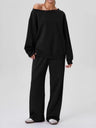 Asymmetrical Shoulder Design Sporty Casual Fashion 2-piece Sets