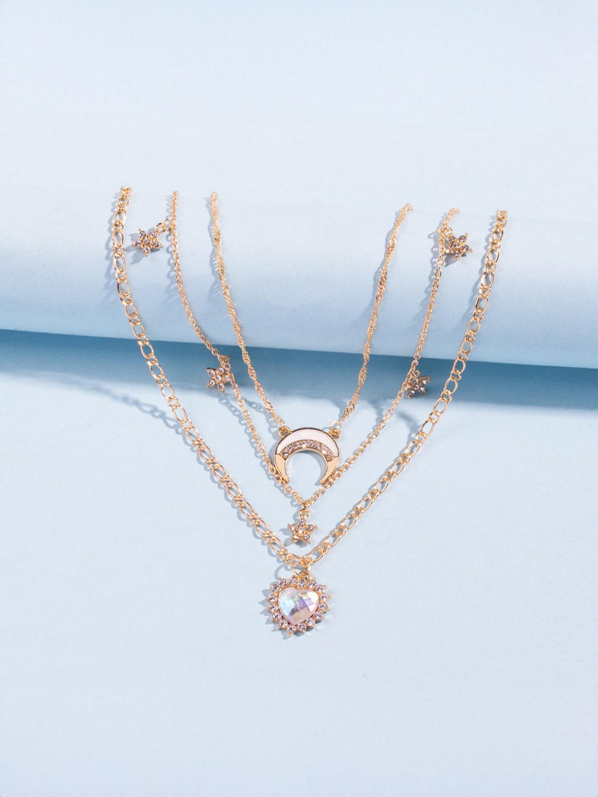 Multi-Heart Moon Alloy Necklace