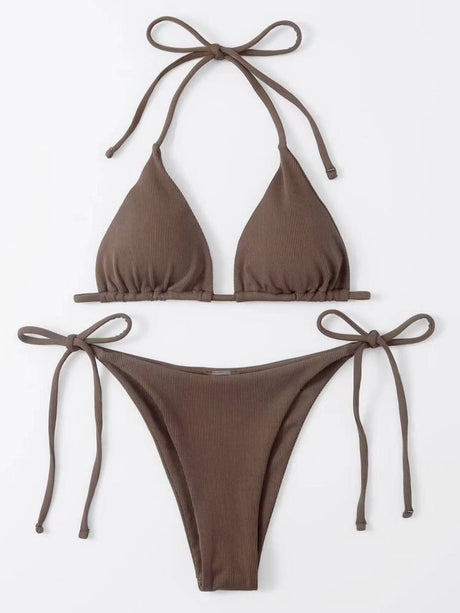 Sexy Three-piece Ribbed Two-piece Swimsuit Bikini