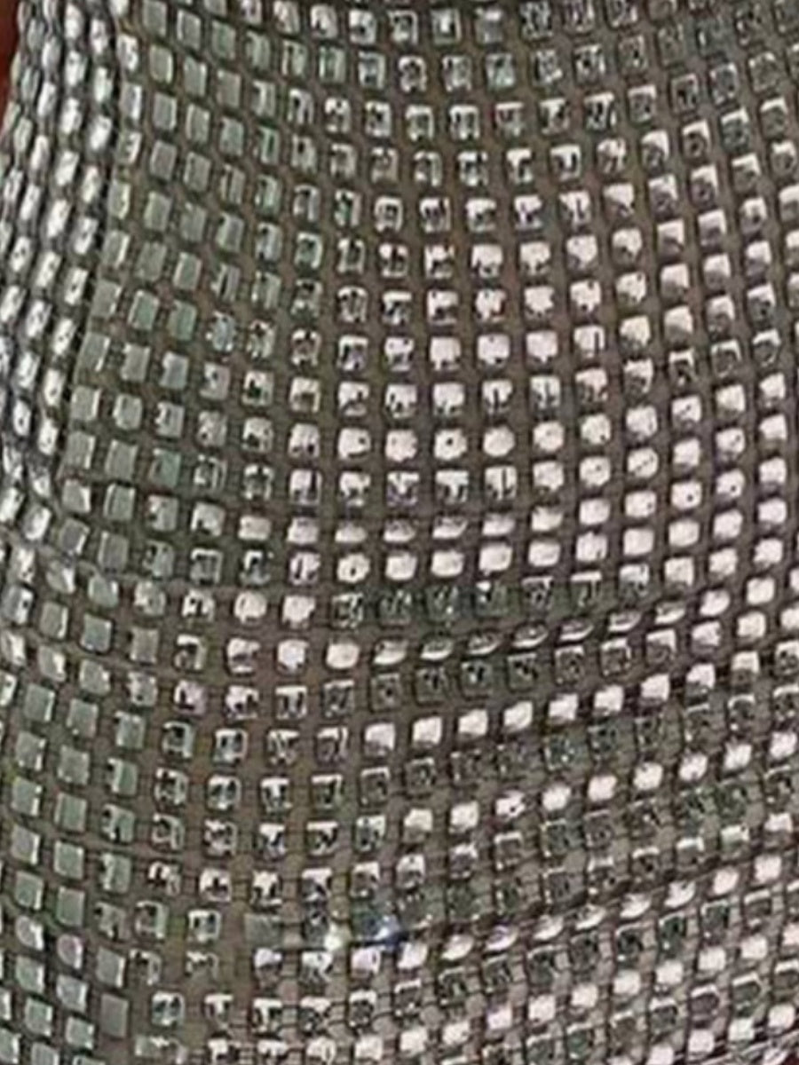 Grid Sequins Hip-hugging Skirts