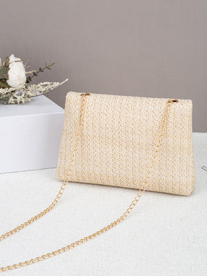 Solid Color Straw Crossbody Bag For Vacation