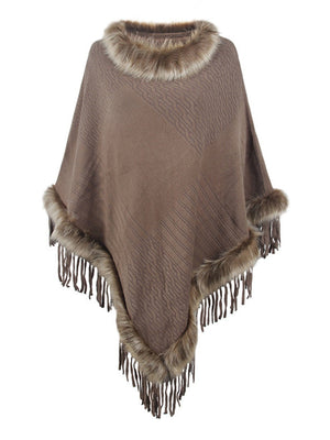 Knitting Tassel Hood Loose Cloak Shawl Sweaters