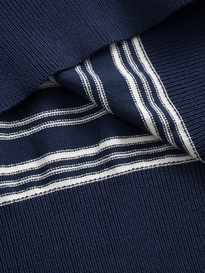 Retro Color-blocked Stripes Loose-fit POLO Shirt