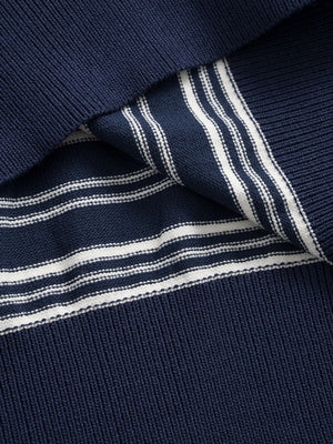 Retro Color-blocked Stripes Loose-fit POLO Shirt