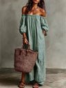 Striped Off-the-shoulder Long Dress