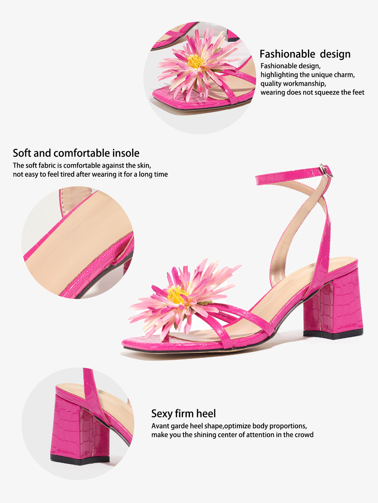 Colorful 3D Flower High-heeled Sandals