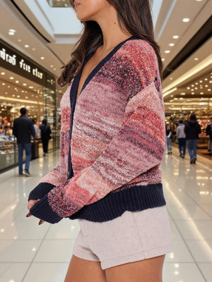 Gilets amples à col en V dégradé et color-block