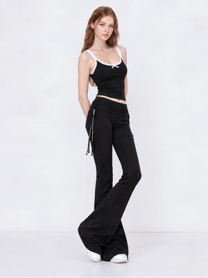 Sweet Lace Patchwork Vest Pants Sports Leisure Set 2-piece Sets