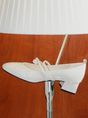 BIUCILI "Southern France Holiday" Original Design Elegant Bow Mary Jane Wedding Shoes Chunky Heel Women's Flats