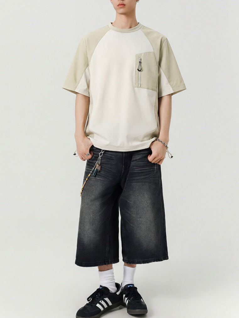 Color-blocked Patchwork Breathable Loose-fit T-shirts