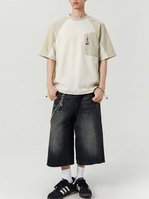 Color-blocked Patchwork Breathable Loose-fit T-shirts