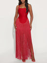 Strapless Neckband Tassel Hip Wrap Maxi Dresses