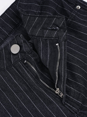 Stripes Contrasting Colors Low-rise Bell-bottoms Jeans