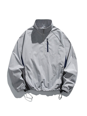 Outdoor Half Zipper Stand Collar Splicing Contrasting Colors Sports Water-repellent Jackets