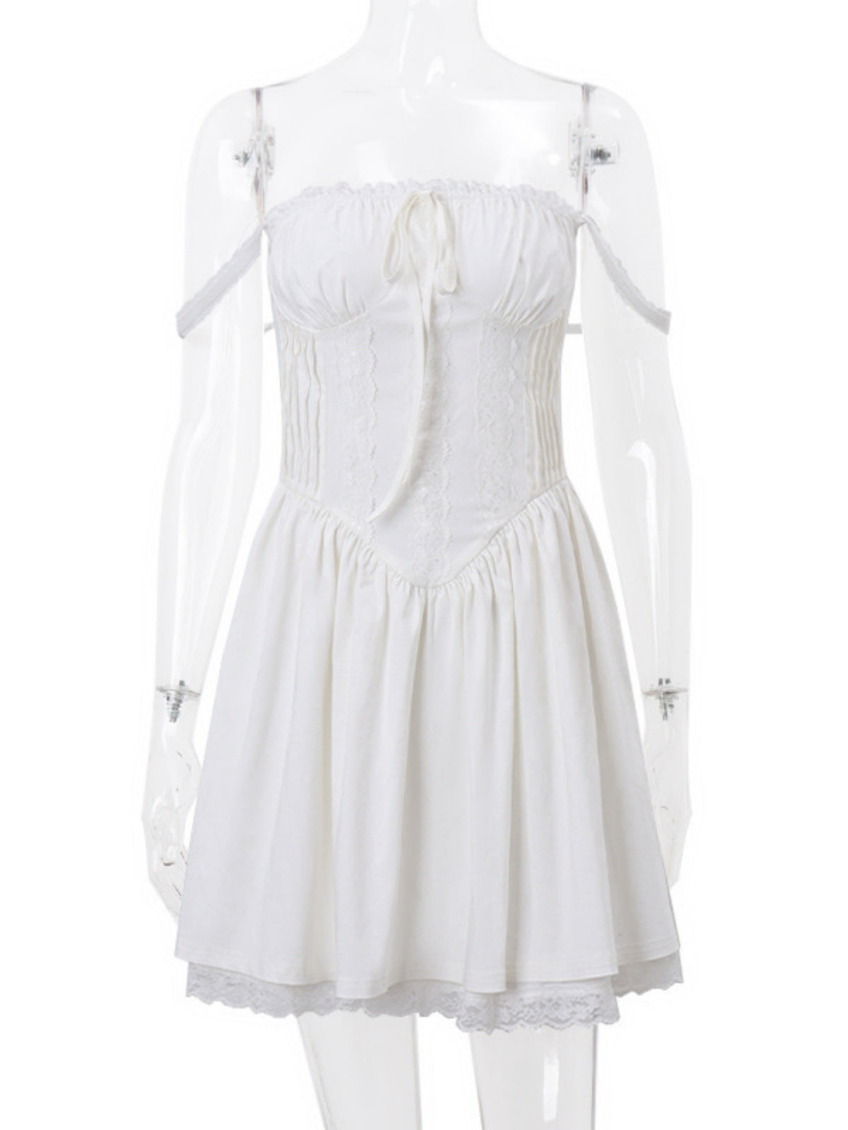 Lace Trim Low-cut Waist Corset Camisoles Mini&Short Dresses