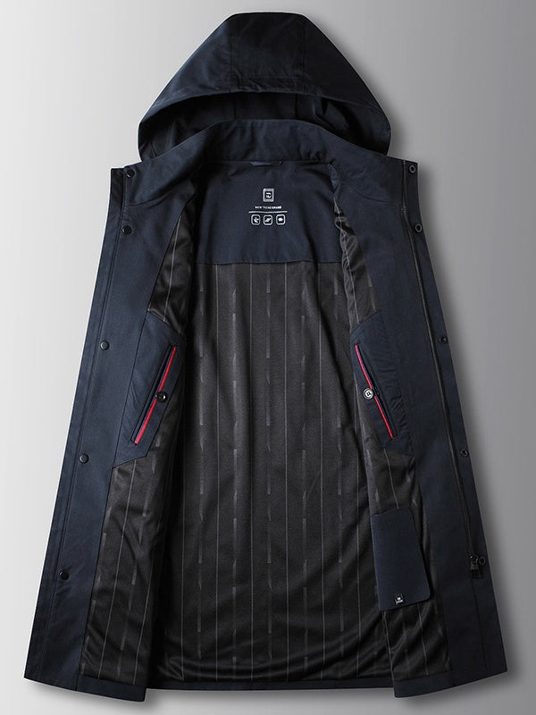 Stand Collar Hooded Business Leisure Medium And Long Trench Coats