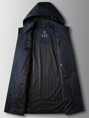 Stand Collar Hooded Business Leisure Medium And Long Trench Coats