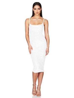 Sequins Spaghetti Strap Backless Slim Fit Hip Body Midi Dresses