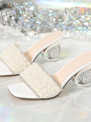 Pearl Transparent High-heeled Sandals