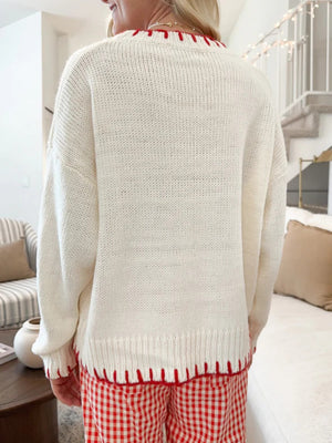 Christmas White Headgear Bow Sweaters