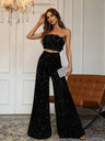 Straight-leg Sequined Pants Wide-leg Pants Mid-rise Slimming Leisure Drape Party Pants