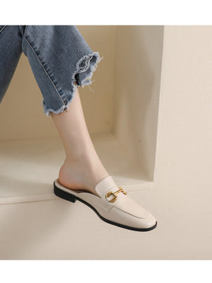 Liber Spring and Autumn Metal Buckle Holster Ladies Flat Shoes