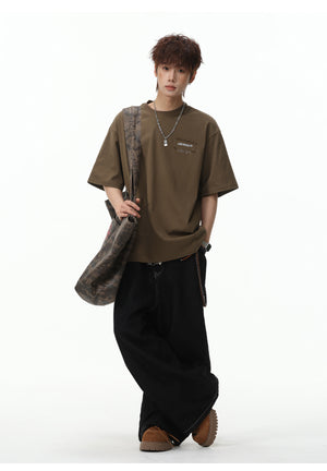 Color-blocked Letter Applique Loose-fit T-shirts
