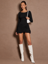Elegant Solid Color Long-sleeved Knotted Fitted Bodycon Dress