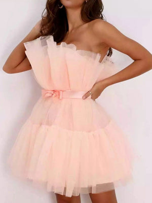 Mesh Bow Tutu Mini&Short Dresses