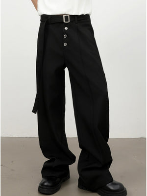 Stereo Multiple Buttons Straight-fit Dress Pants Pants