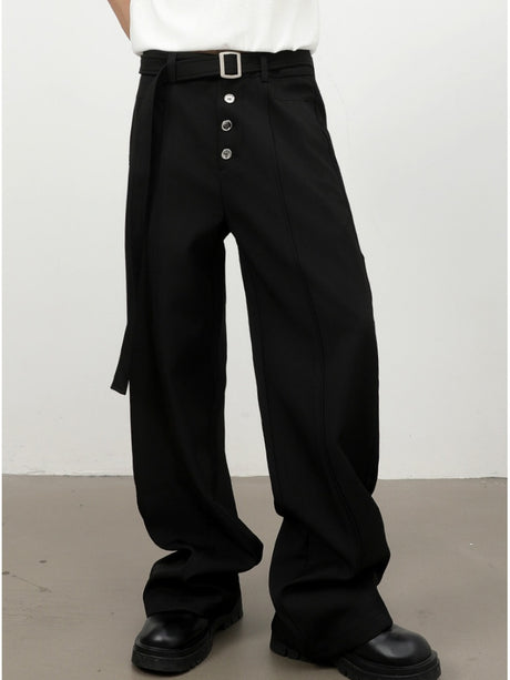 Stereo Multiple Buttons Straight-fit Dress Pants Pants