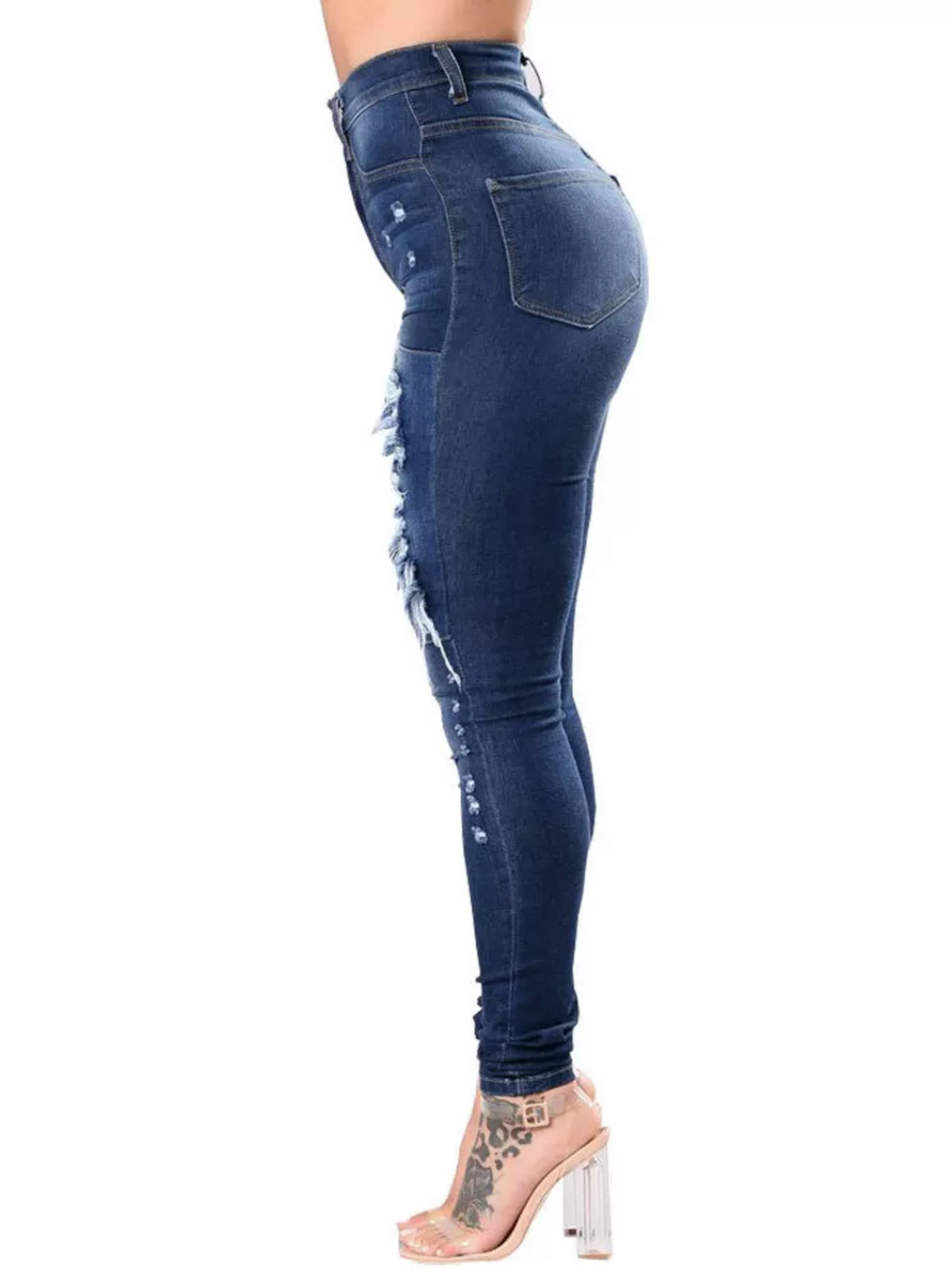 Hole Stretch Slimming Pencil Pants Jeans