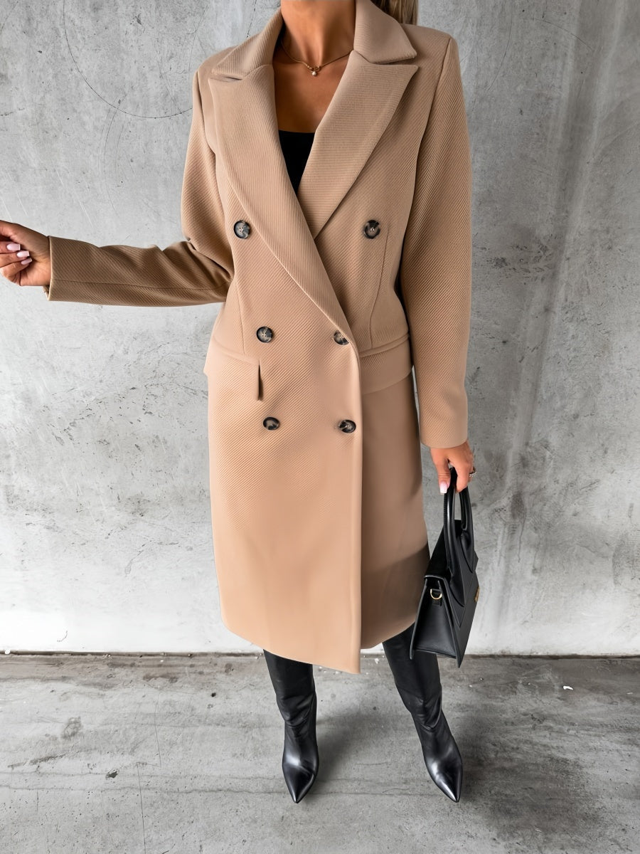 Solid Color Pockets Long Coat