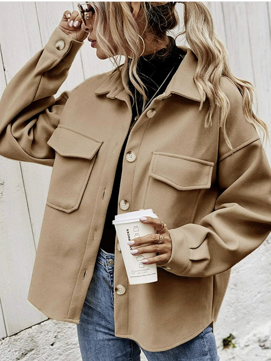 Loose-fitting Lapel Single Row Thickened Imitation Wool Daily Workplace Casual Jacket